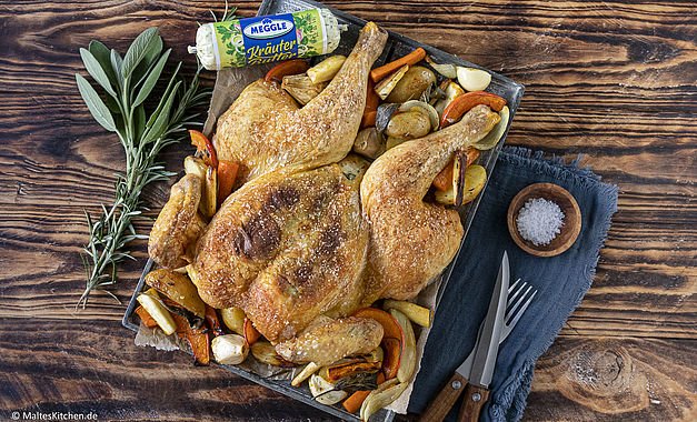 Roadkill-Chicken mit Grillgemüse