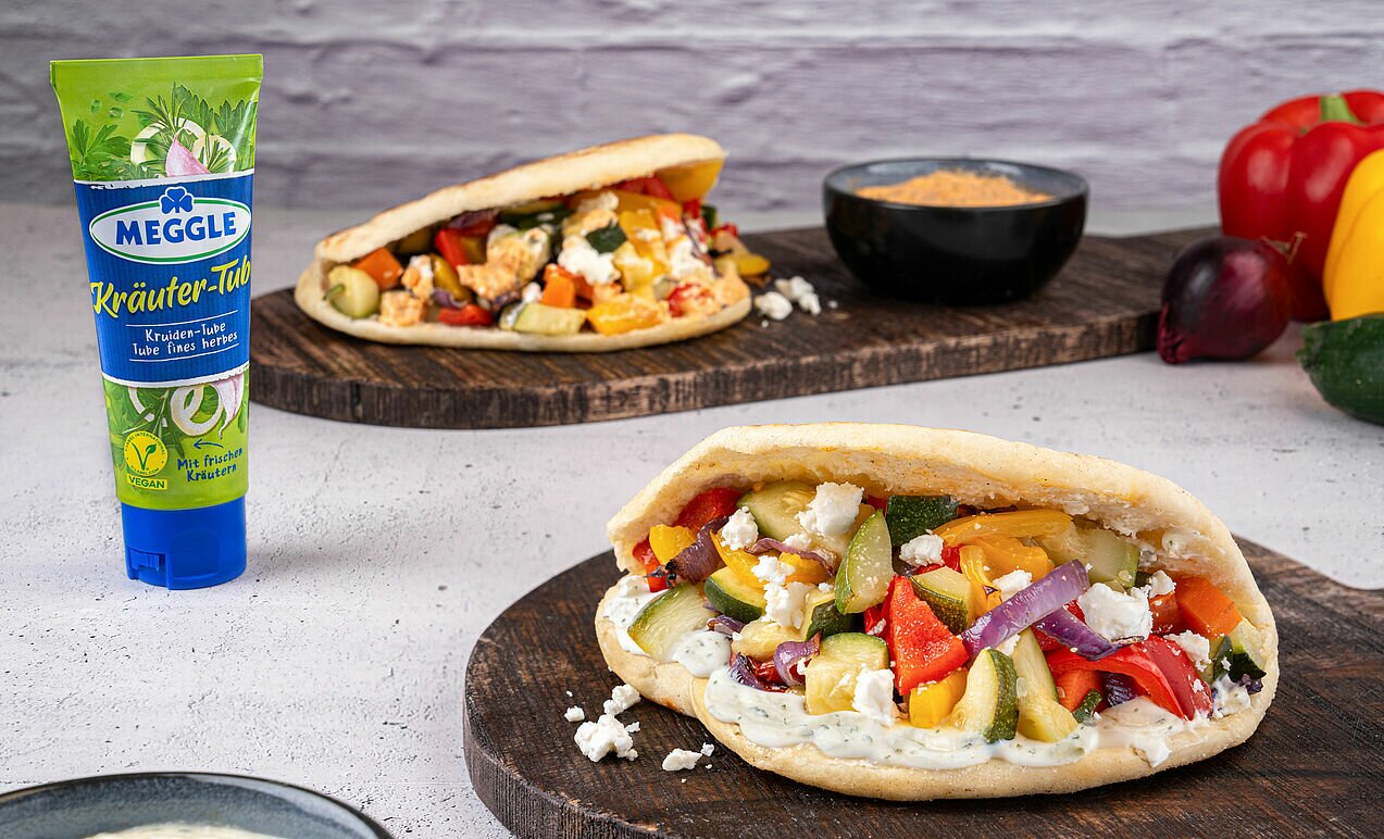 Pita Brot mit Ofengemüse