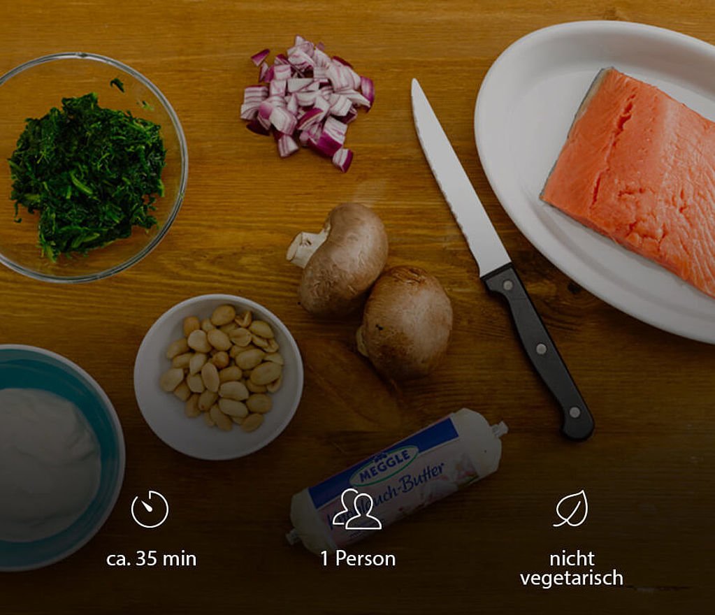 Lachssteak mit Spinathaube