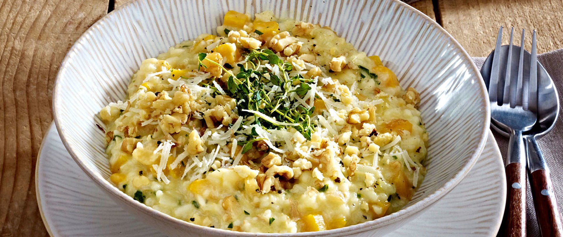 Kürbis Risotto mit Walnüssen